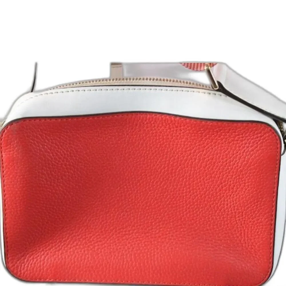 Michael Kors Rare Red/White Jet Set Camera Bag With Removable Guitar Strap